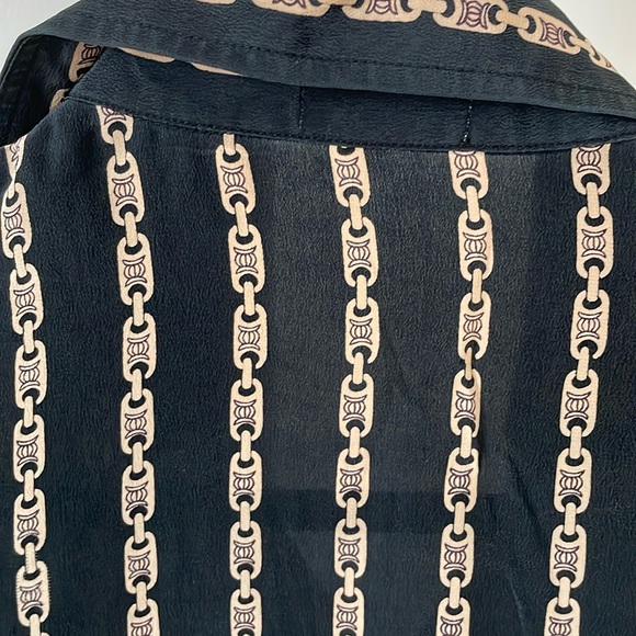 Céline Vintage black silk chain print blouse button down shirt, size US 2-4 - Picture 4 of 10